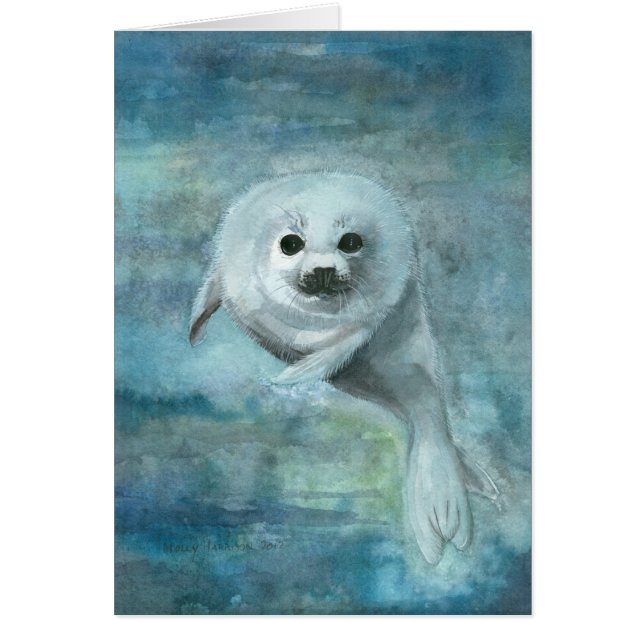 Tarjeta de foca arpón nadadora del Ártico (Frente)