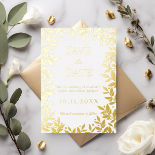 Tarjeta de foil de oro blanco para guardar la fech