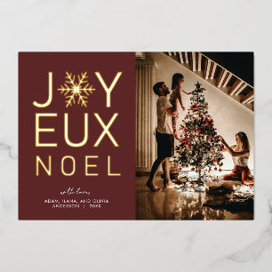 Tarjeta de Foil Moderna y Elegante Joyeux Noel