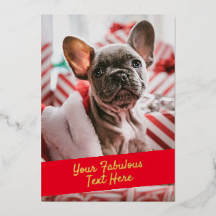 Tarjeta de foil real con foto y texto personalizad