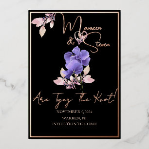 Tarjeta de Folio de Flores Violetas Negras para Gu