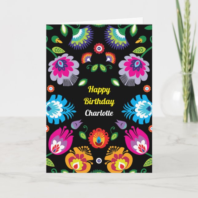 🌺 tarjeta de folklore del personalizable Feliz Cu (Anverso)