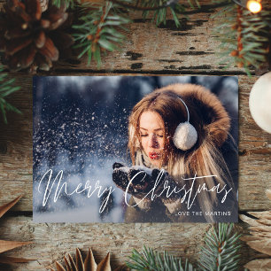 Tarjeta de foto 2 con guión moderno de navidad