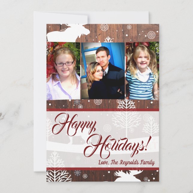 Tarjeta de FOTO 5 x 7 Navidades Deer Wood Buck Doe (Anverso)