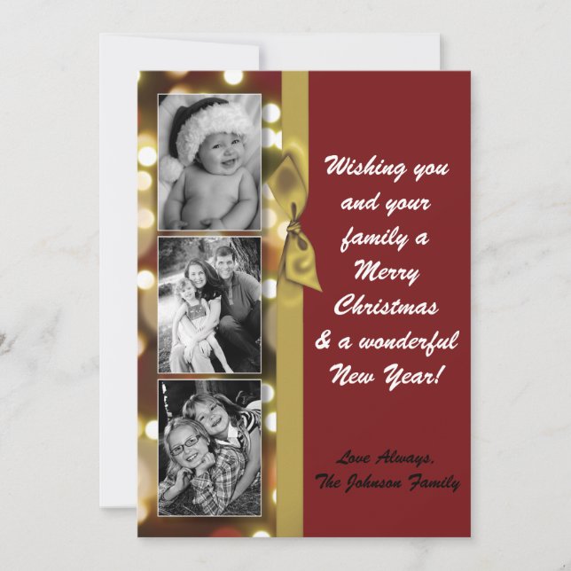 Tarjeta de FOTO 5x7 Navidades XMAS Gold Bokeh (Anverso)