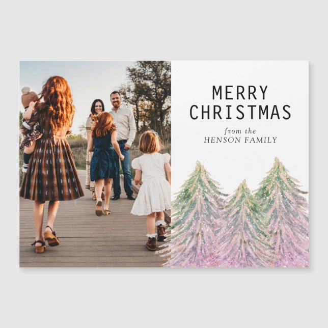 Tarjeta de Foto Artística de Navidad con Árbol en  (Anverso)