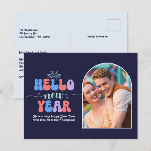 Tarjeta de Foto Azul Moderna Retro Brillo Índigo A
