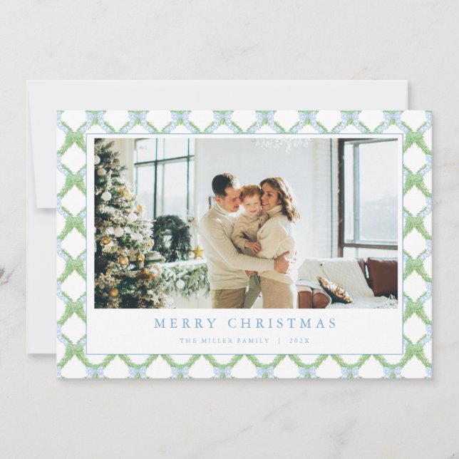 Tarjeta de foto azul para Navidad Grandmillenienne (Anverso)