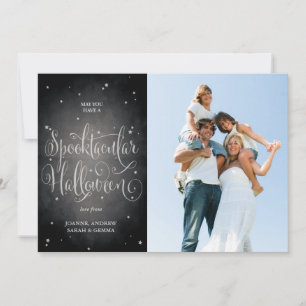 Tarjeta de foto Black Elegant Script Vintage Hallo