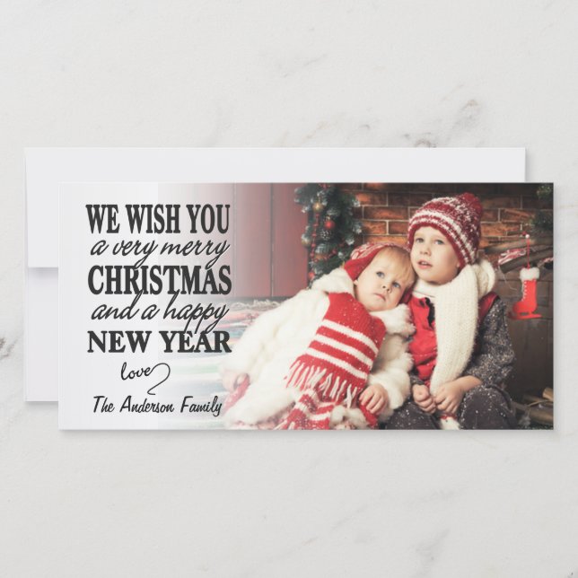 Tarjeta de foto completa de la navidad con las man (Anverso)