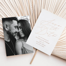 Tarjeta de Foto con Caligrafía en Rosa Dorado para