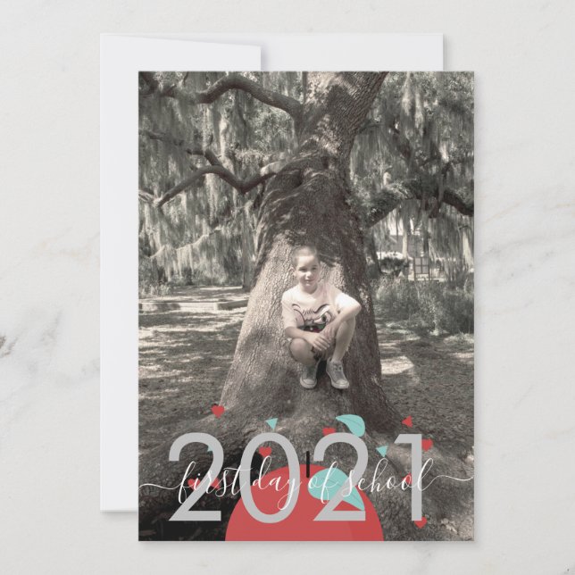 Tarjeta de foto con guión moderno de manzana para  (Anverso)