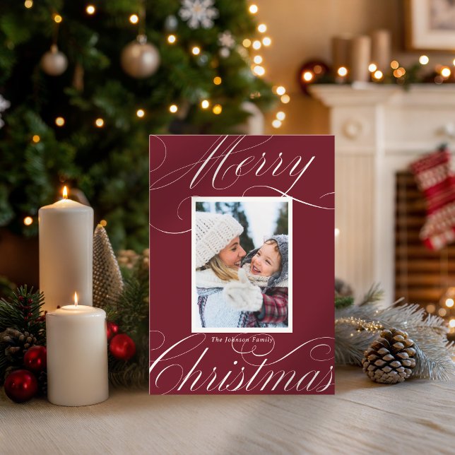 Tarjeta de Foto con Letra Elegante de Navidad Aleg (Subido por el creador)