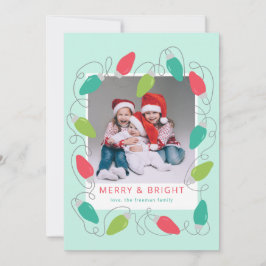 Tarjeta de Foto con Luces de Navidad Coloridas
