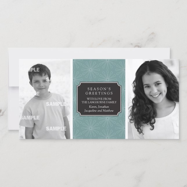 Tarjeta de foto con marco floral punteado (Anverso)