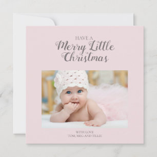 Tarjeta de Foto Cuadrada de Navidad Rosa Suave