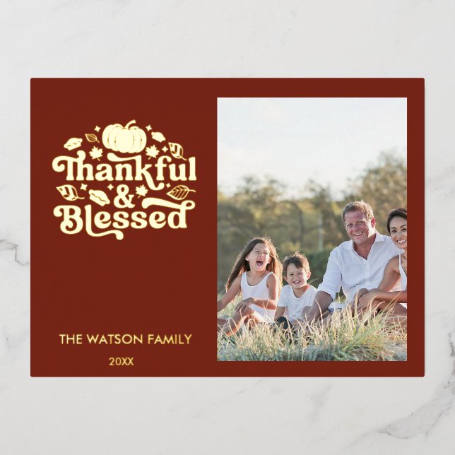 Tarjeta de foto de Acción de Gracias y Bendición (Anverso)