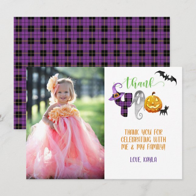 Tarjeta de foto de agradecimiento Boo Bash (Anverso / Reverso)