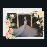 Tarjeta de Foto de Agradecimiento con Marco de Ros<br><div class="desc">Una hermosa acuarela floral con rosas amarillas y durazadas. Solo agrega tu foto favorita para hacerlo tuyo. Amplio espacio en la parte posterior para tus sentimientos. (Vector creado por asrulaqroni - www.freepik.com). La tarjeta es fácil de personalizar con tus palabras, fuente, color de fuente, opciones de forma de papel y...</div>