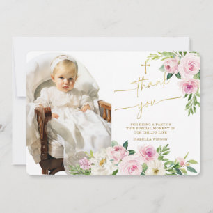 Tarjeta de foto de agradecimiento de bautizo