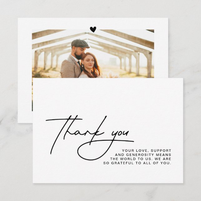Tarjeta de Foto de Agradecimiento de Boda (Anverso / Reverso)
