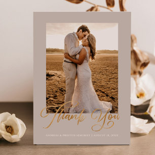 Tarjeta de foto de agradecimiento de boda minimali