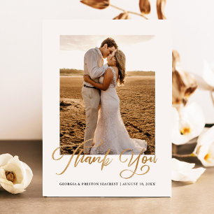 Tarjeta de foto de agradecimiento de boda minimali