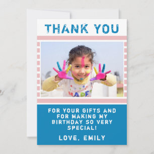 Tarjeta de foto de agradecimiento de cumpleaños ro