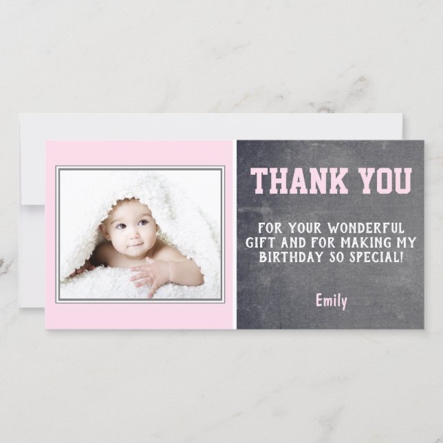 Tarjeta de foto de agradecimiento de cumpleaños ro (Anverso)