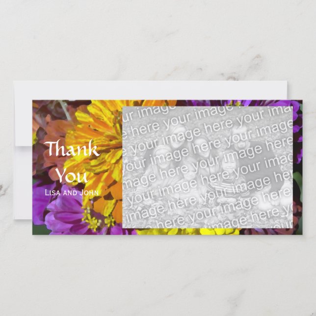 Tarjeta de Foto de Agradecimiento de Flores de Zin (Anverso)
