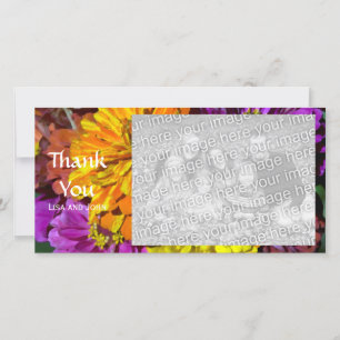 Tarjeta de Foto de Agradecimiento de Flores de Zin