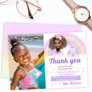 Tarjeta de foto de agradecimiento de princesa afro
