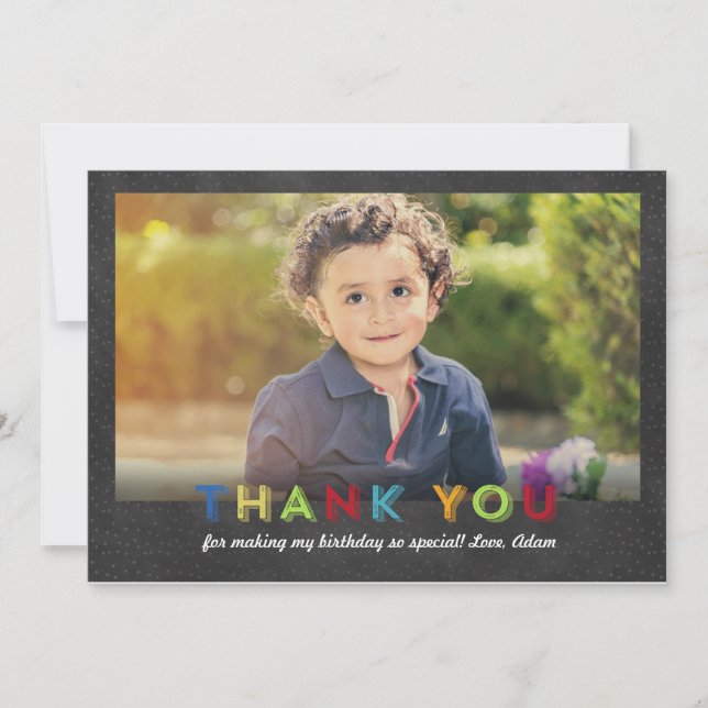 Tarjeta de Foto de Agradecimiento Divertida Pizarr (Anverso)