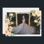 Tarjeta de Foto de Agradecimiento enmarcada con Ro<br><div class="desc">Una hermosa floral en acuarela con rosas amarillas y de color melocotón. Simplemente agregue su foto favorita para hacerlo suyo. Amplio espacio en la parte posterior para sus sentimientos. (Vector creado por asrulaqroni - www.freepik.com). La tarjeta es fácil de personalizar con su texto, fuente, color de fuente, opciones de forma...</div>