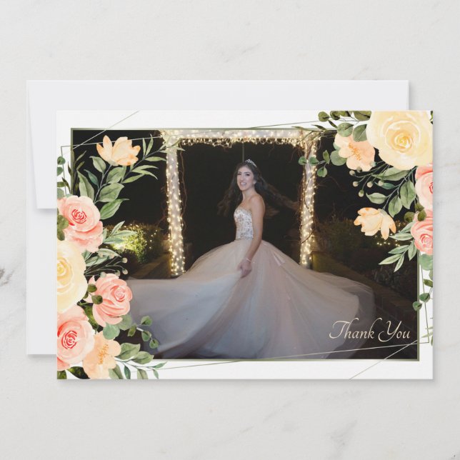 Tarjeta de Foto de Agradecimiento enmarcada con Ro (Anverso)