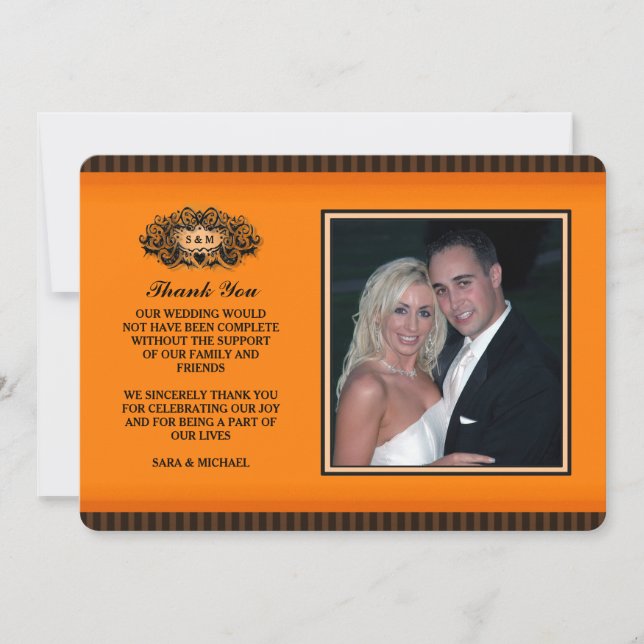 Tarjeta de Foto de Agradecimiento - Naranja y Negr (Anverso)