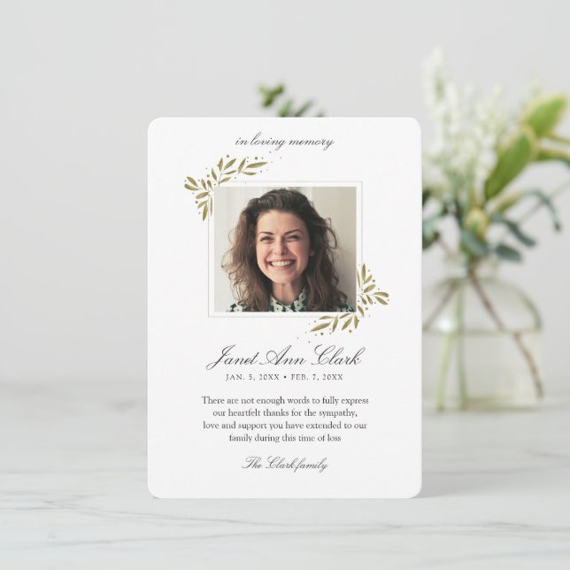 Tarjeta de foto de agradecimiento por recuerdo de  (Anverso de pie)