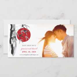 Tarjeta de Foto de Ahorro de Boda de Bambú de Aman