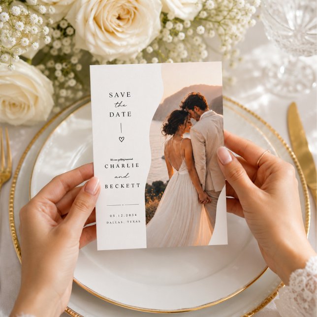 Tarjeta de Foto de Ahorro de Fecha de Boda Dividid (Subido por el creador)