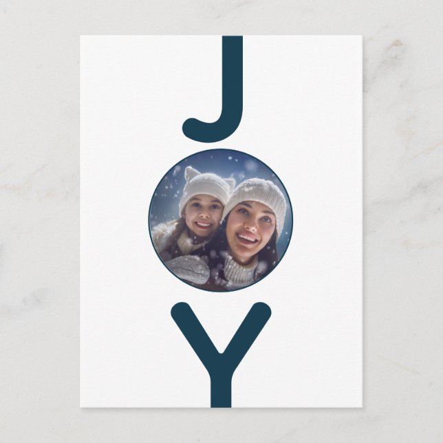 tarjeta de foto de alegría azul blanco para navida (Anverso)