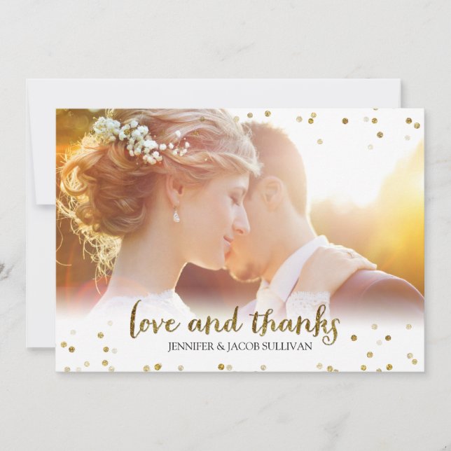 Tarjeta de Foto de Amor y Agradecimiento con Confe (Anverso)