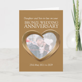 Tarjeta de foto de aniversario de bodas de bronce 