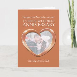 Tarjeta de foto de aniversario de bodas de cobre 7