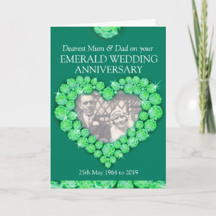 Tarjeta de foto de aniversario de bodas de esmeral