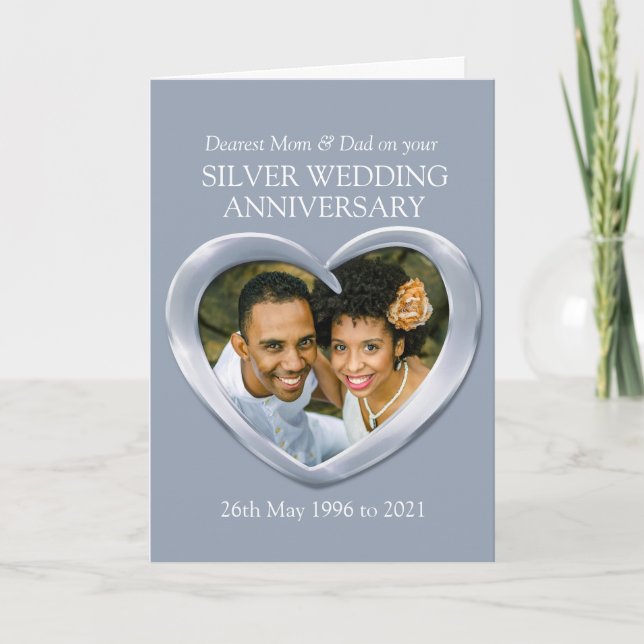 Tarjeta de foto de aniversario de bodas de plata p (Anverso)