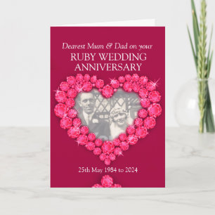 Tarjeta de foto de aniversario de bodas de rubí pa