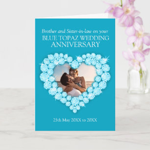 Tarjeta de foto de aniversario de bodas de topacio