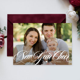 Tarjeta de Foto de Año Nuevo Feliz con Remolino Al