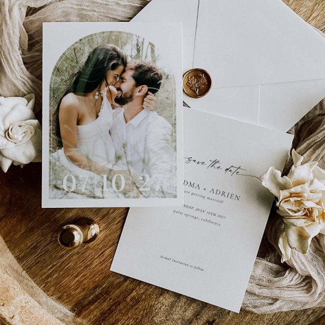 Tarjeta de Foto de Anuncio de Boda con Arco Minima (Subido por el creador)