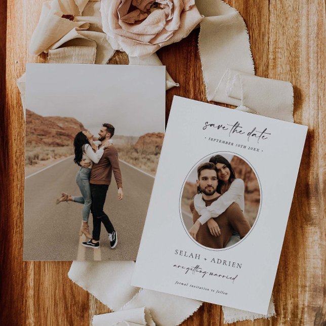Tarjeta de Foto de Anuncio de Boda en Forma Ovalad (Subido por el creador)